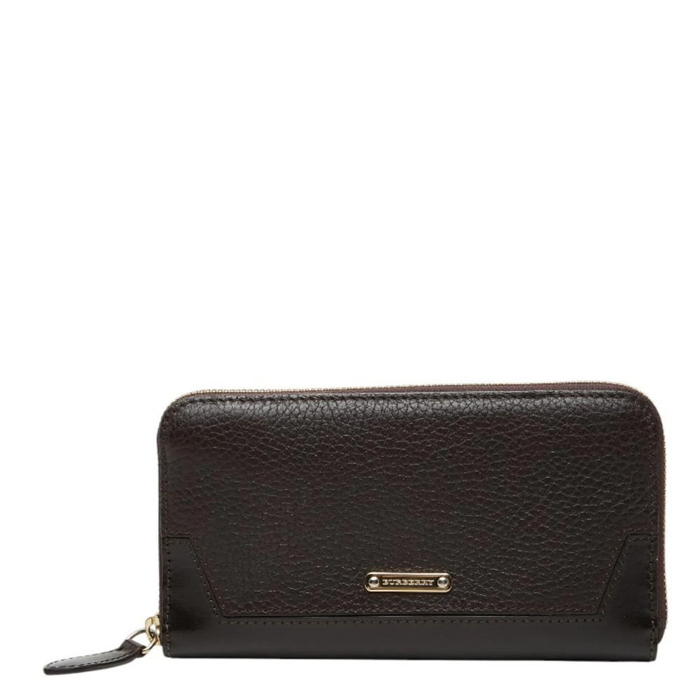 Burberry Nova Check Round Zip Long Wallet, Brown Leather, Women's BURBERRY